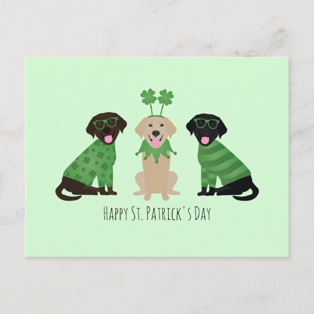 Happy St Patricks Day Labrador Retriever Hunde Postkarte (Vorderseite)