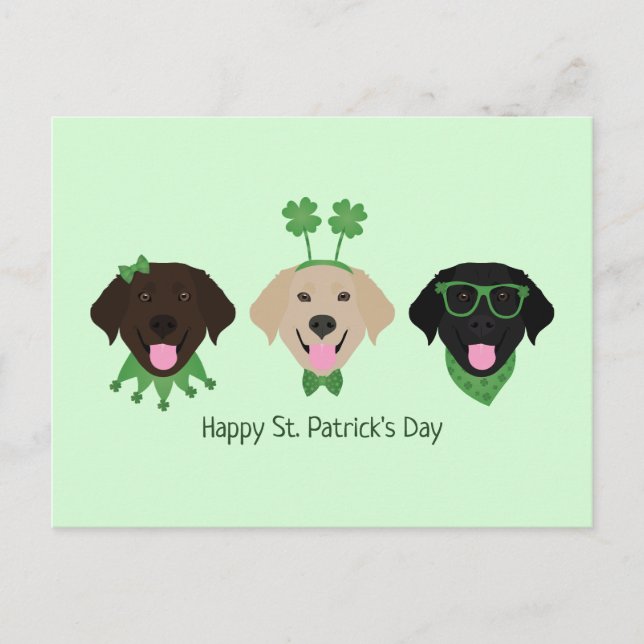 Happy St Patricks Day Labrador Retriever Hunde Postkarte (Vorderseite)