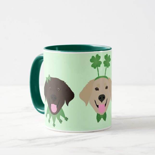 Happy St Patricks Day Labrador Retriever Hunde Tasse (Vorderseite Links)