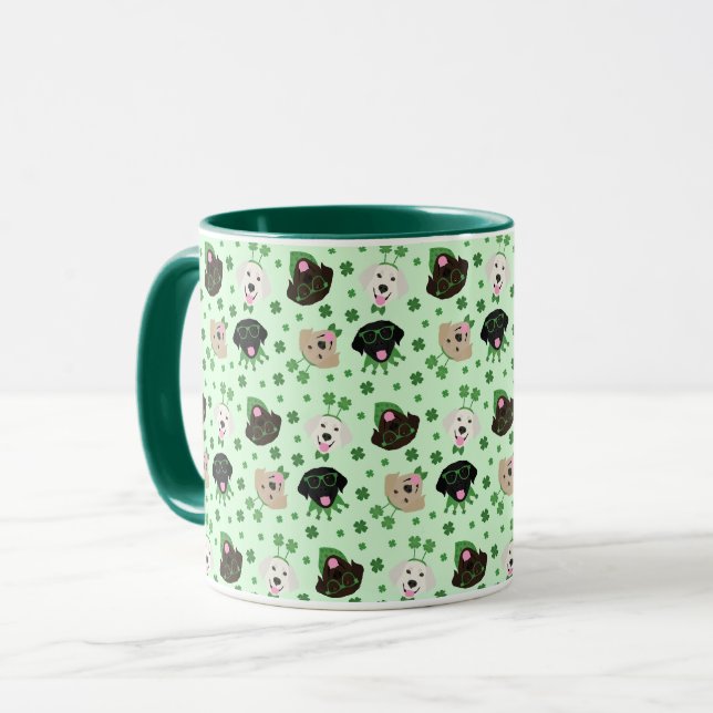 Happy St Patricks Day Labrador Retriever Hunde Tasse (Vorderseite Links)