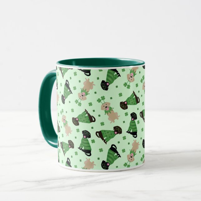 Happy St Patricks Day Labrador Retriever Hunde Tasse (Vorderseite Links)