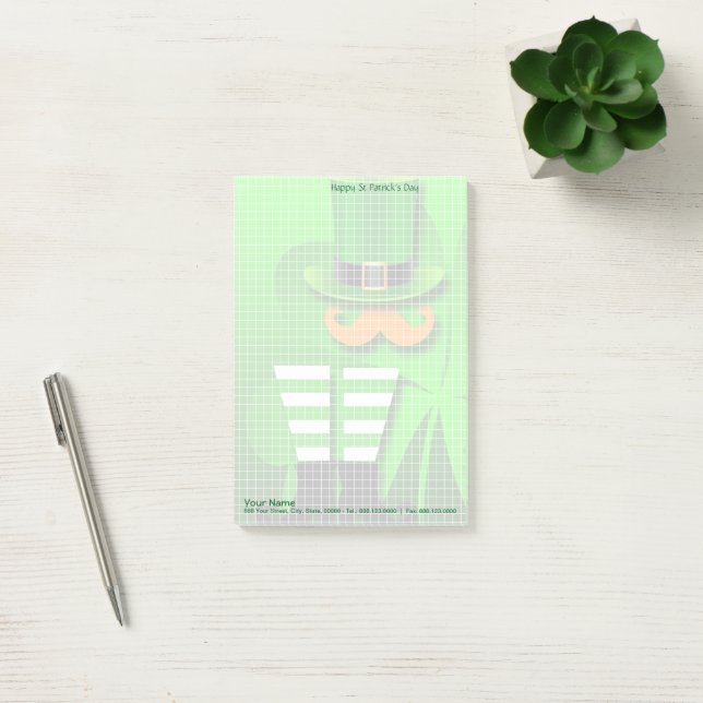 Happy St Patrick's Day Leprechaun Corporate NP Post-it Klebezettel (Büro)