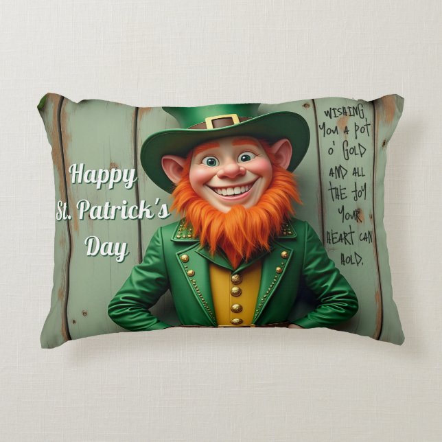 Happy St. Patrick's Day Leprechaun Dekokissen (Vorderseite)