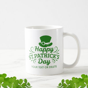 Happy St Patricks Day Leprechaun Hat Custom Text Kaffeetasse