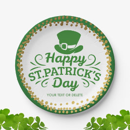 Happy St Patricks Day Leprechaun Hat Custom Text Pappteller