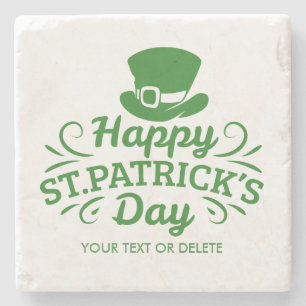 Happy St Patricks Day Leprechaun Hat Custom Text Steinuntersetzer