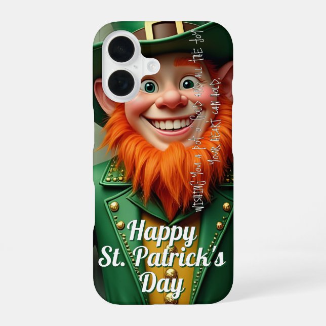 Happy St. Patrick's Day Leprechaun iPhone 16 Hülle (Rückseite)