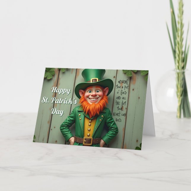 Happy St. Patrick's Day Leprechaun Karte (Vorderseite)