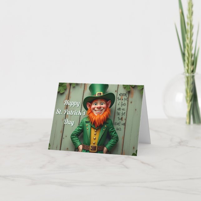 Happy St. Patrick's Day Leprechaun Karte (Vorderseite)