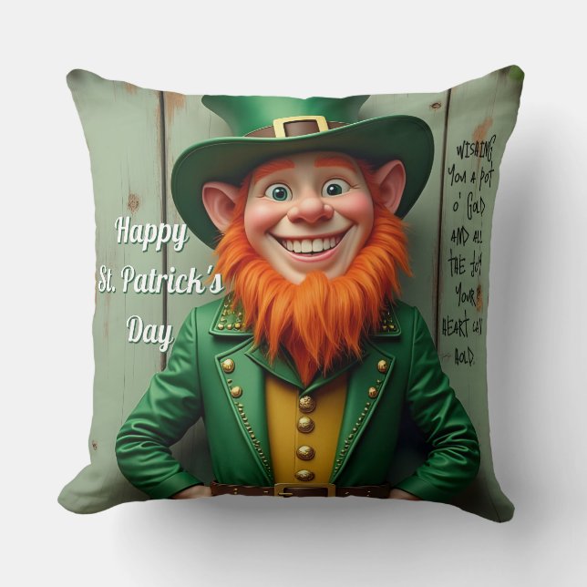 Happy St. Patrick's Day Leprechaun Kissen (Vorderseite)