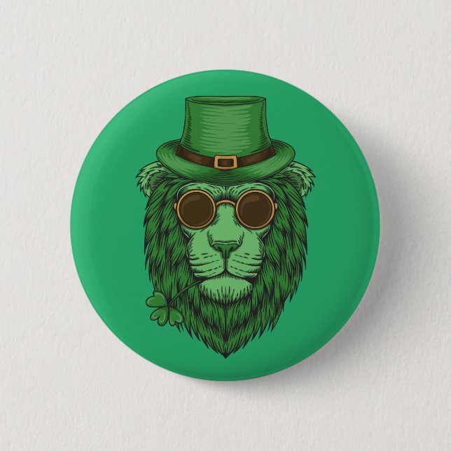 Happy St. Patrick's Day | Leprechaun Lion Button (Vorderseite)