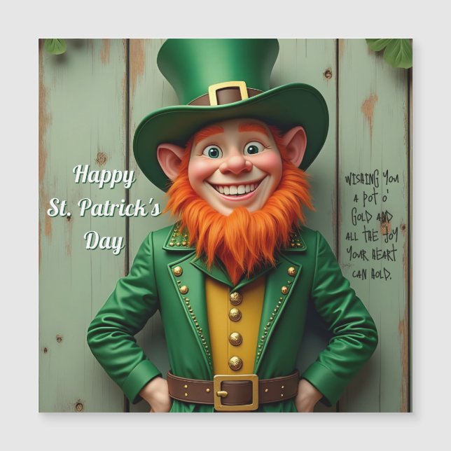 Happy St. Patrick's Day Leprechaun Magnetkarte (Vorderseite)