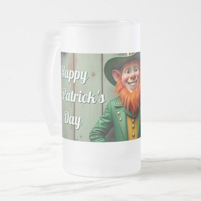 Happy St. Patrick's Day Leprechaun Mattglas Bierglas (Vorderseite Links)