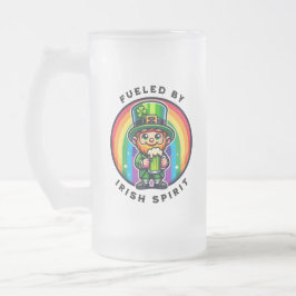 Happy St Patrick's Day Leprechaun mit grünem Bier Mattglas Bierglas