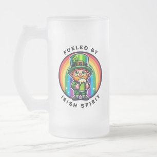 Happy St Patrick's Day Leprechaun mit grünem Bier Mattglas Bierglas