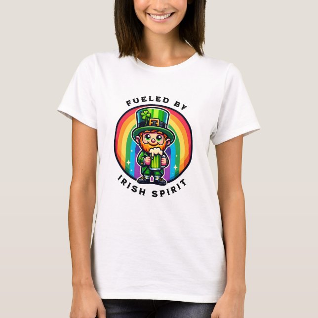 Happy St Patrick's Day Leprechaun mit grünem Bier T-Shirt (Vorderseite)
