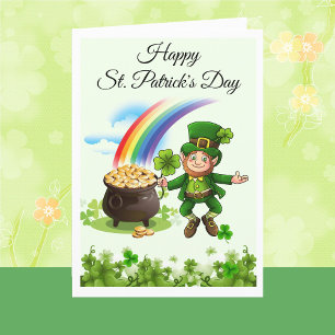 Happy St. Patrick's Day Leprechaun Regenbogen Cust Karte