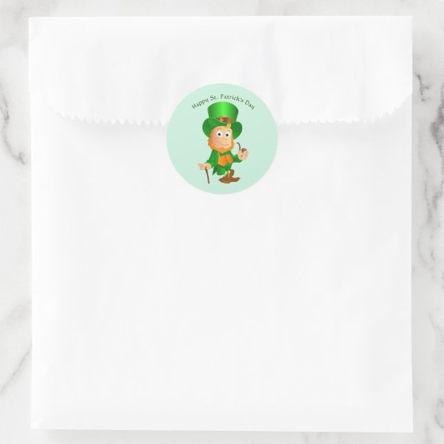 Happy St. Patrick's Day Leprechaun Runder Aufkleber (Tasche)