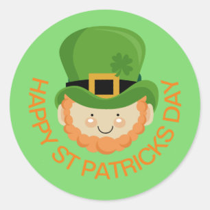 Happy St Patricks Day leprechaun Runder Aufkleber