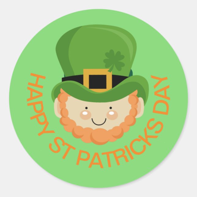 Happy St Patricks Day leprechaun Runder Aufkleber (Vorderseite)
