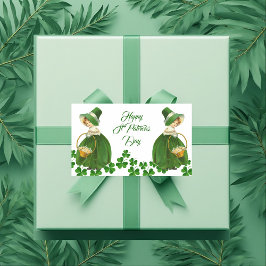 Happy St Patrick's Day Little Girl Lucky Kleeblatt Rechteckiger Aufkleber