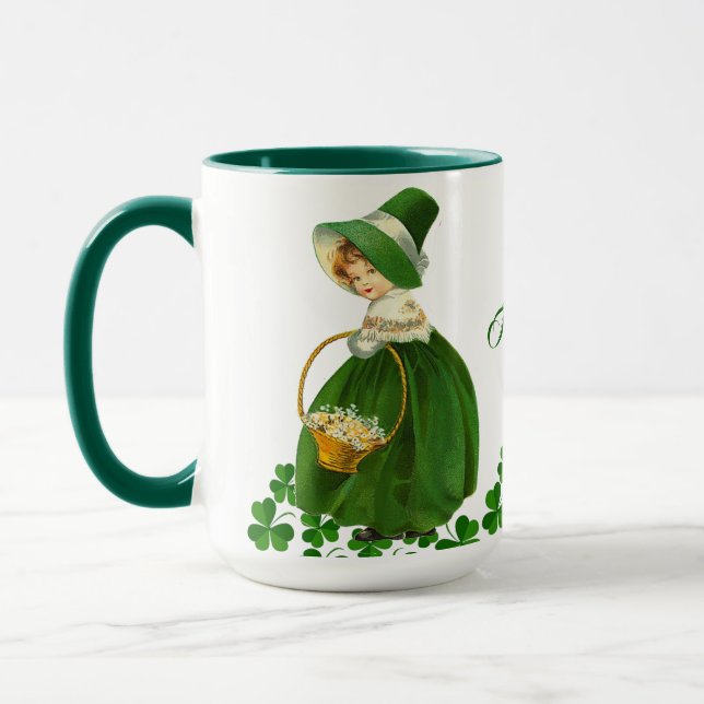 Happy St Patrick's Day Little Girl Lucky Kleeblatt Tasse (Links)