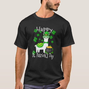 Happy St Patricks Day Llama, Dad Mom Boy Girl Luck T-Shirt