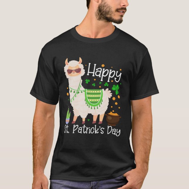 Happy St Patricks Day Llama Dad Mom Boy Girl T-Shirt (Vorderseite)