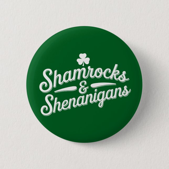 Happy St Patricks Day Lucky Kleeblatt & Shenanigan Button (Vorderseite)