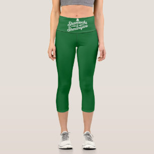 Happy St Patricks Day Lucky Kleeblatt & Shenanigan Capri Leggings