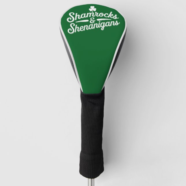 Happy St Patricks Day Lucky Kleeblatt & Shenanigan Golf Headcover (Vorderseite)