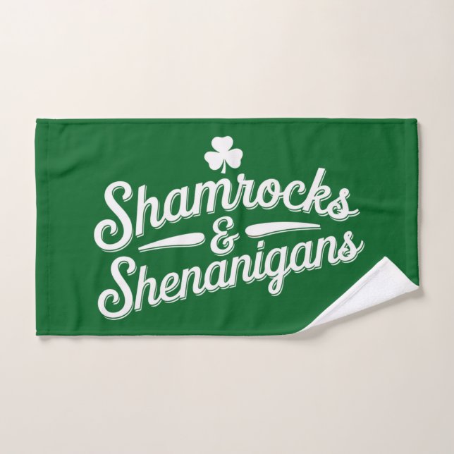 Happy St Patricks Day Lucky Kleeblatt & Shenanigan Handtuch (Handtuch)