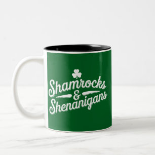 Happy St Patricks Day Lucky Kleeblatt & Shenanigan Zweifarbige Tasse