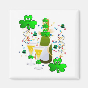 Happy St. Patrick's Day Magnete Kleeblatt Wein