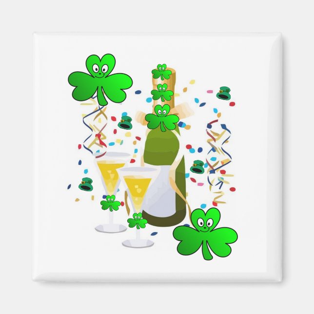 Happy St. Patrick's Day Magnete Kleeblatt Wein (Vorne)