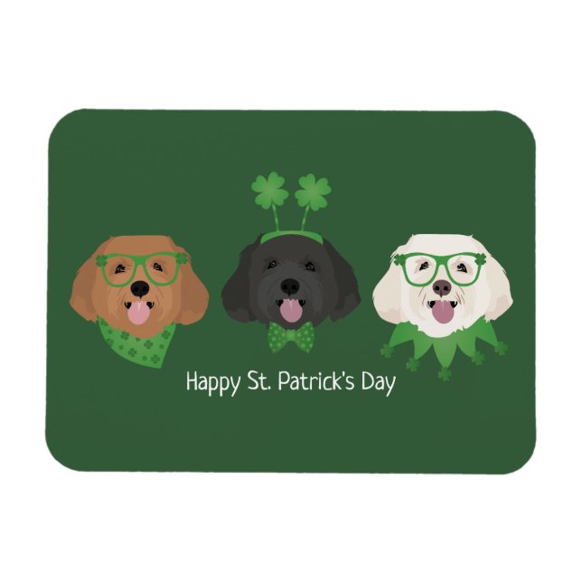Happy St Patricks Day Maltipoo Dogs Magnet (Horizontal)