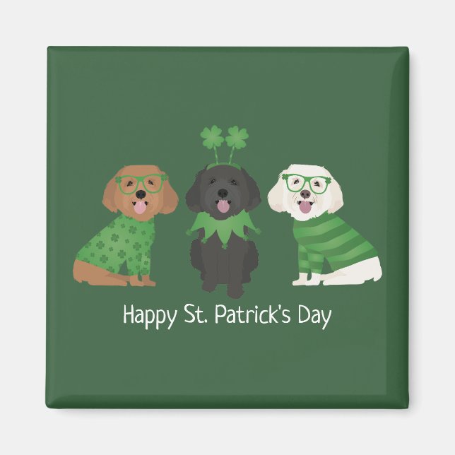 Happy St Patricks Day Maltipoo Dogs Magnet (Vorne)
