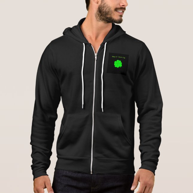 Happy St. Patrick's Day Men's Full-Zip Hoodie (Vorderseite)