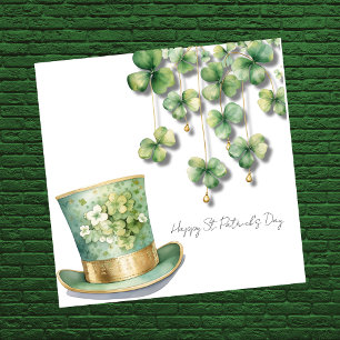 Happy St Patrick's Day mit Clover Leprechaun Hat Feiertagskarte