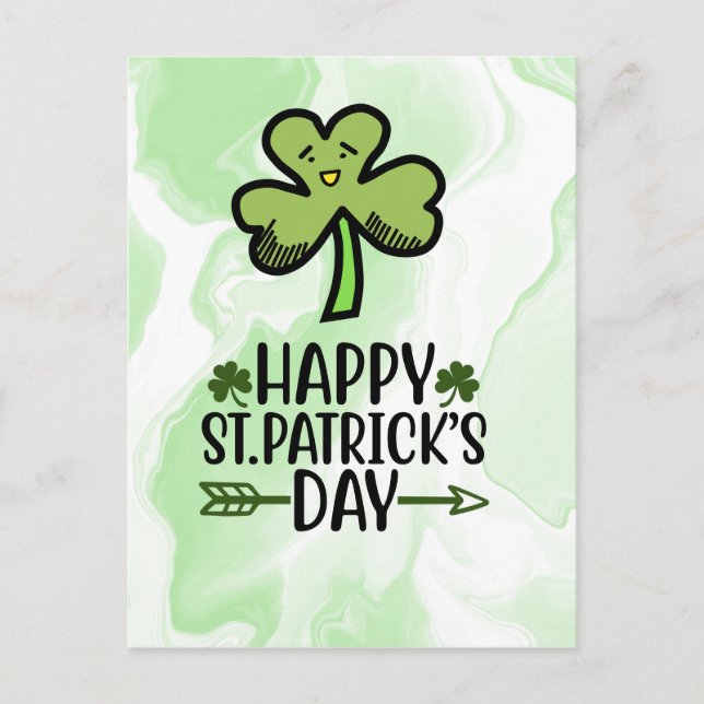 Happy St.Patrick's Day mit Kleeblatt Card Postkarte (Vorderseite)