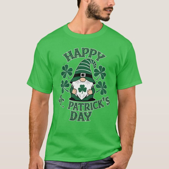 Happy St Patricks Day mit Niedlichem Irish Gnome T-Shirt (Vorderseite)