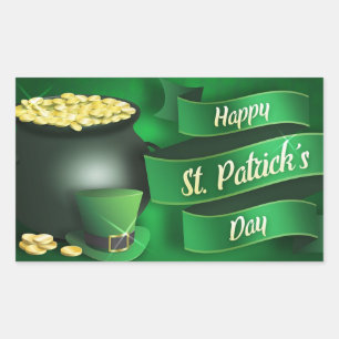Happy St Patrick's Day mit Pot of Gold Rechteckiger Aufkleber