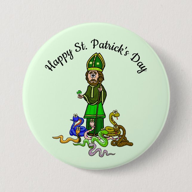Happy St. Patrick's Day mit Schlangen Button (Vorderseite)