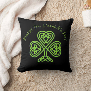 Happy St. Patrick's Day Modern Celtic Kleeblatt Kissen