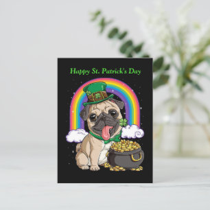 Happy St. Patrick's Day Mops Postkarte