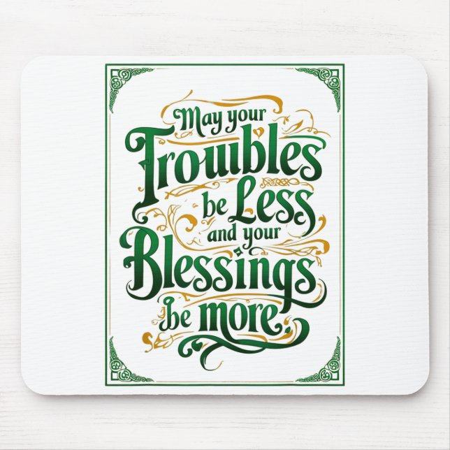 Happy St. Patrick's Day Motivational Quote Apparel Mousepad (Vorne)