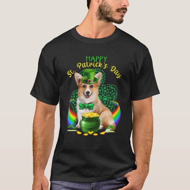 Happy St Patricks Day Niedlich Corgi Leprechaun Ha T-Shirt (Vorderseite)
