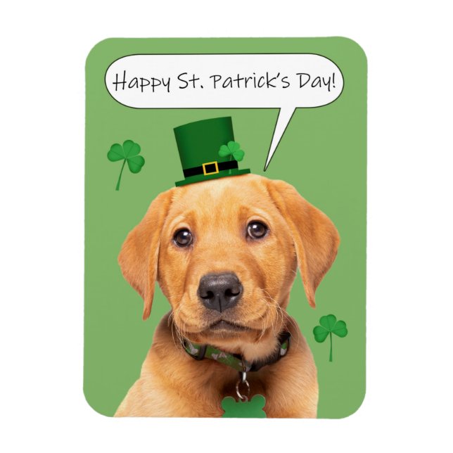 Happy St Patrick's Day Niedlich Labrador Puppy Magnet (Vertikal)