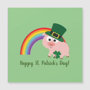 Happy St. Patrick's Day Niedlich Leprechaun Pig Ca Magnetkarte