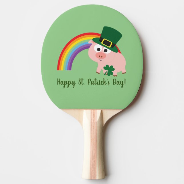 Happy St. Patrick's Day Niedlich Leprechaun Pig Tischtennis Schläger (Vorderseite)
